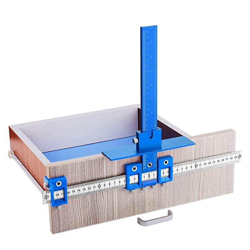 TOURACE Woodworking Ruler, Cabinet Hardware Jig Mounting Template Drill Guide Sleeve Drawer Pull Jigs handle jig Power Tools Drilling Punch Locator Wood Drilling Dowelling Woodworking Kit for Cabinets Knobs - Image 1